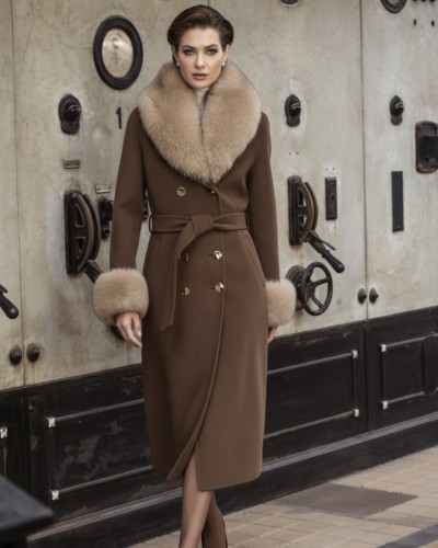 Kabát LOCO LUXO dámsky 6054 Brown