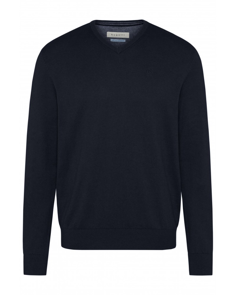 Bugatti 7300-85520 Maglione Uomo In Misto Cashmere – Blu, Scollo A V, Taglia S