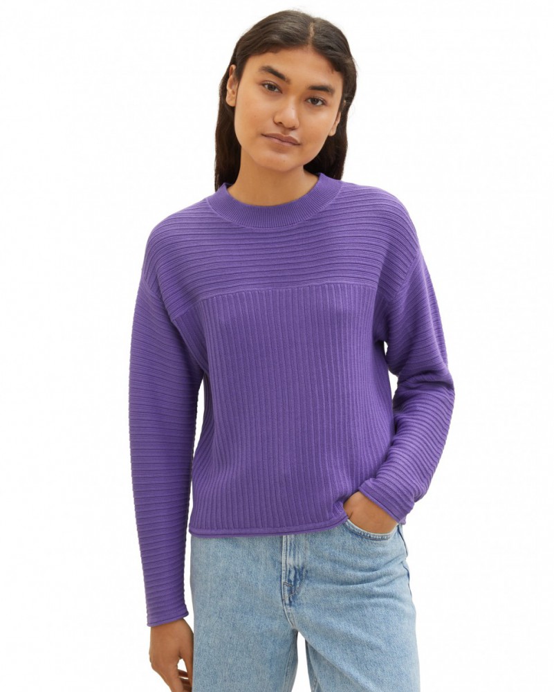 Moda Mujer Cómoda Camiseta De Manga Larga Tom Tailor Para Mujer - Algodón Sostenible Con Logo Bordado | Corte Regular Cómodo Ropa Tom Tailor Logo