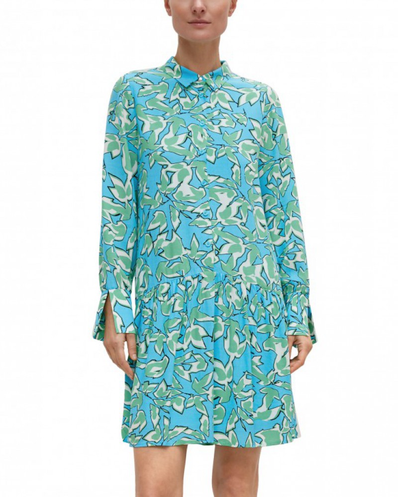 Abito Corto Comma In Viscosa: Stampa All-over, Colletto Camicia, Lunghezza 90cm Taglia 36 - 2
